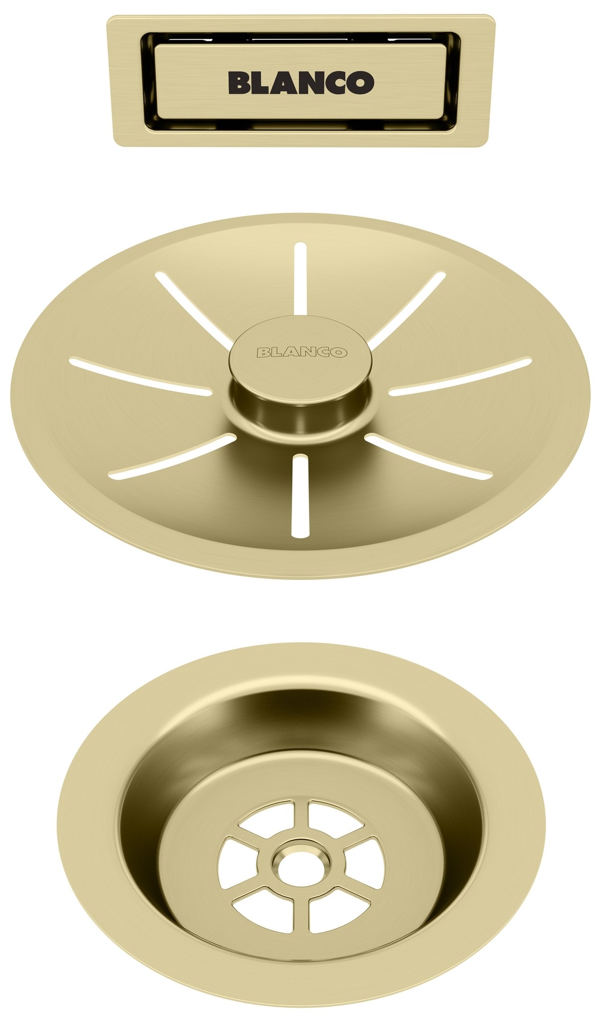 Ab- u. Überlaufset satin gold für Einzelbecken