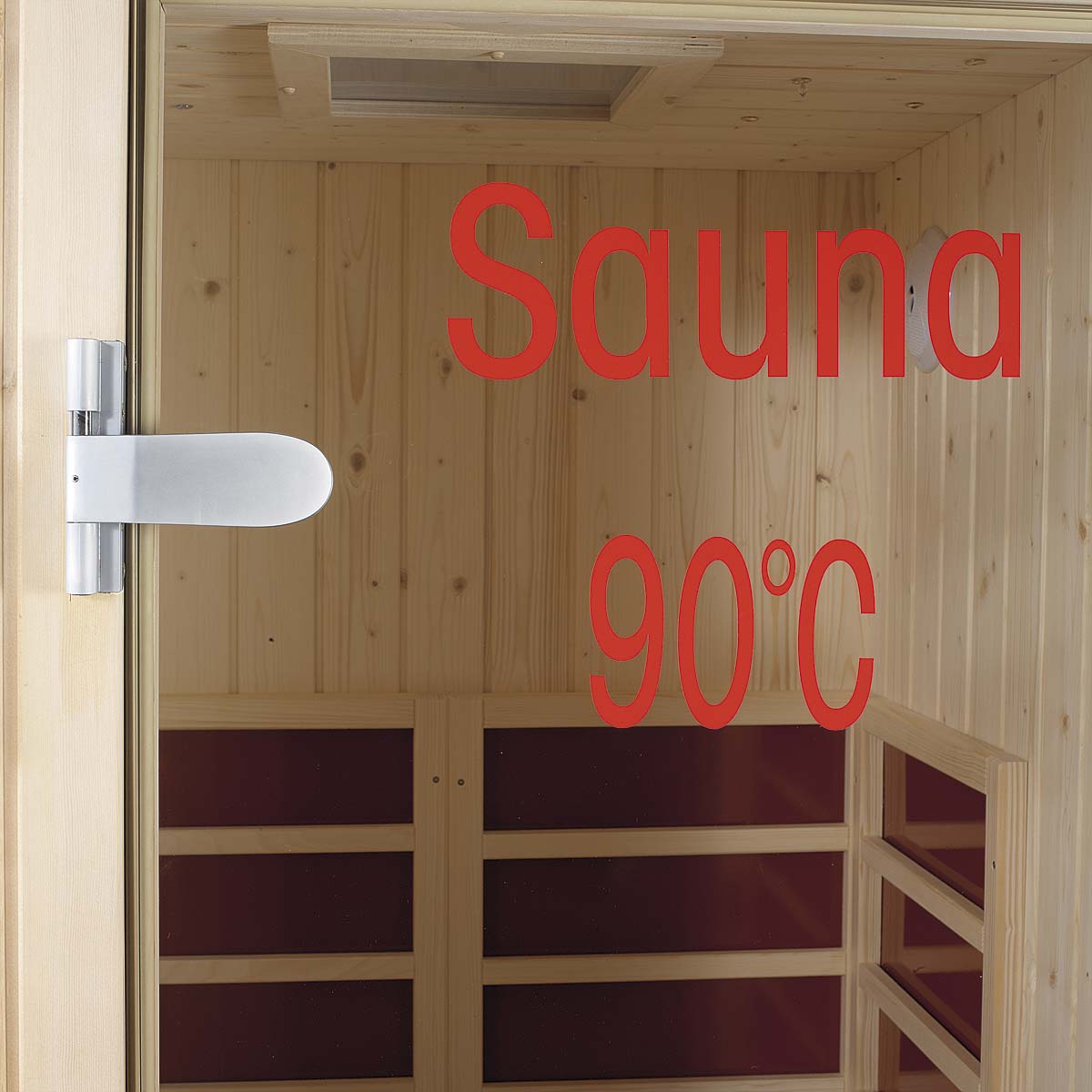 Schriftzug rot, Klebefolie für Glastüre