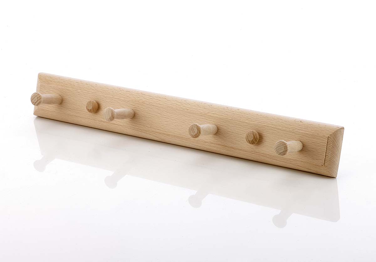 Kleiderhaken Holz mit 4 Aufhängern