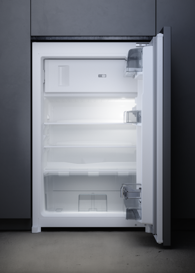 FK2545.0i Einbau-Kühlschrank, 88cm Nische, Gefrierfach, EEK E, 97+13 Liter, Schlepptürtechnik