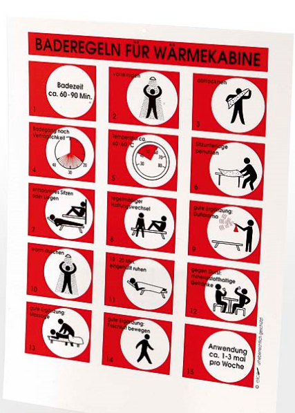 Baderegeltafel für Infrarotkabine deutsch