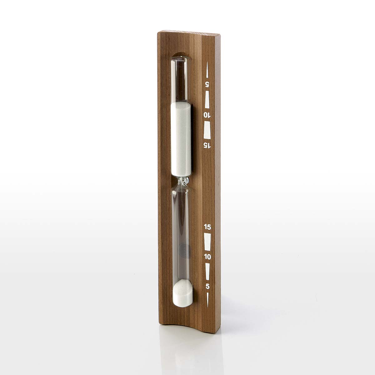 Sanduhr 15 Min., Thermoholz mit weißem Sand