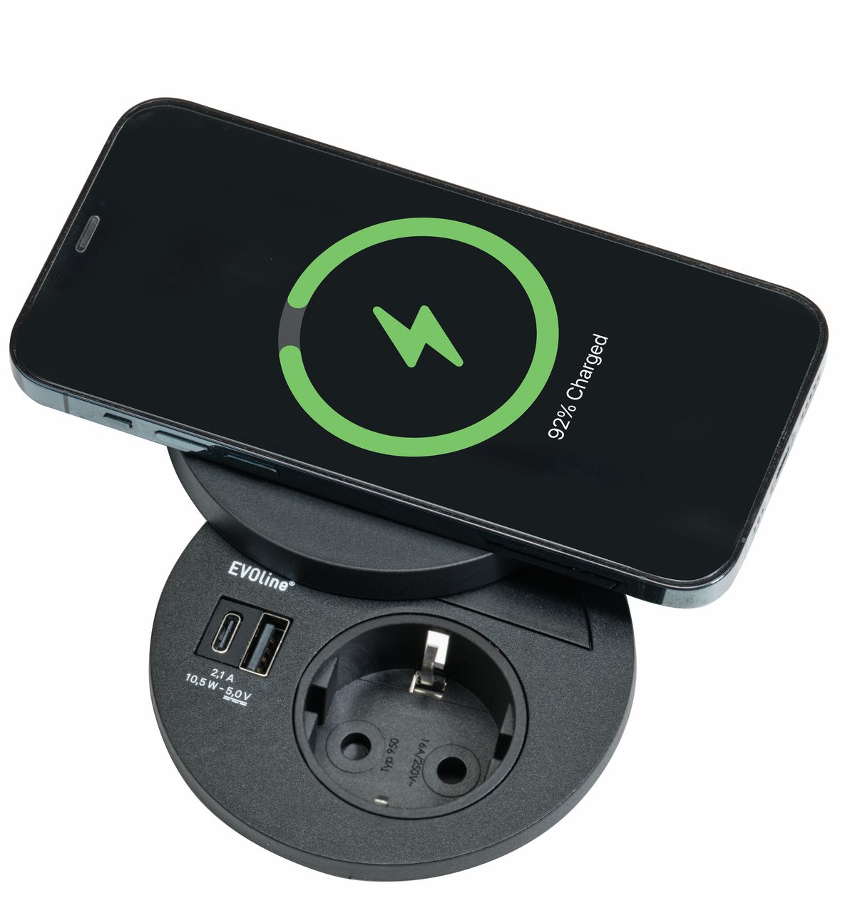 Naber - Evoline® Circle80 DisQ, Einbausteckdosenelemente, mit Schukosteckdose, USB A/C