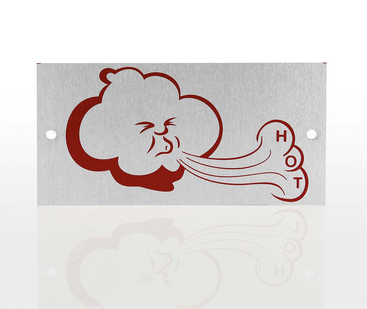 Warnschild Dampfeinlass, pustende Wolke HOT