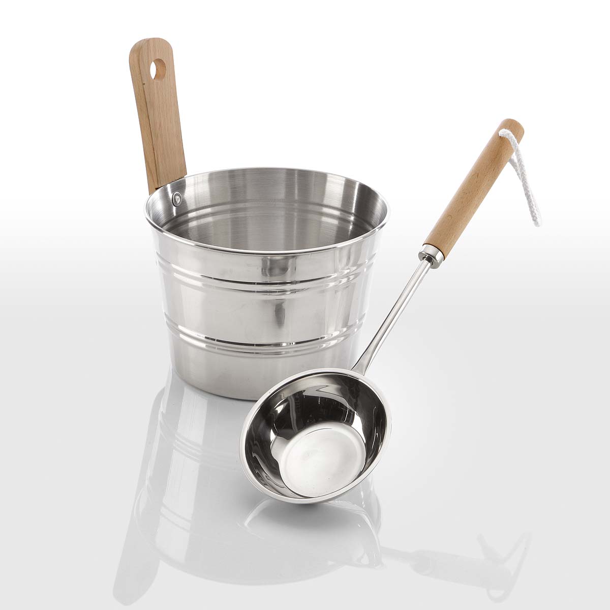 Aufgusseimer 4 ltr. aus Edelstahl mit Holzgriff